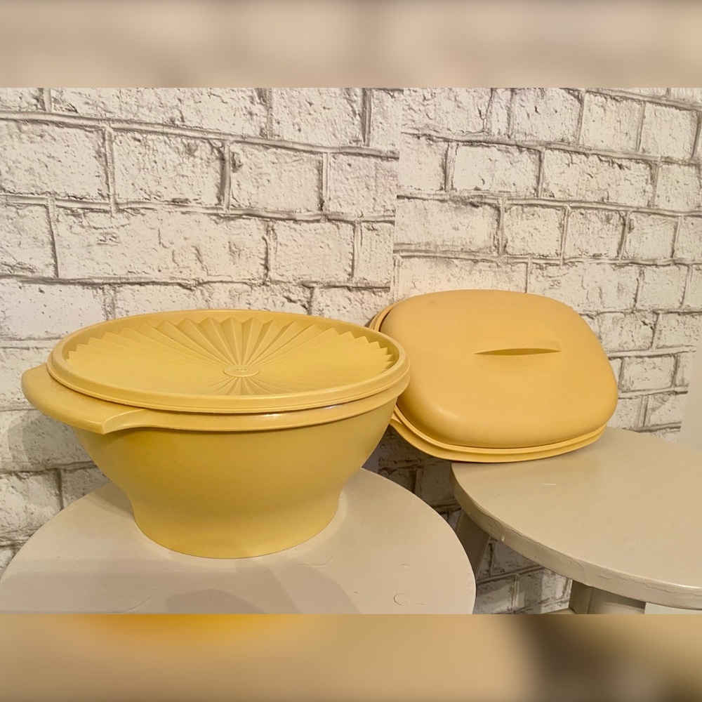Set of 2 Butter Yellow Vintage Tupperware